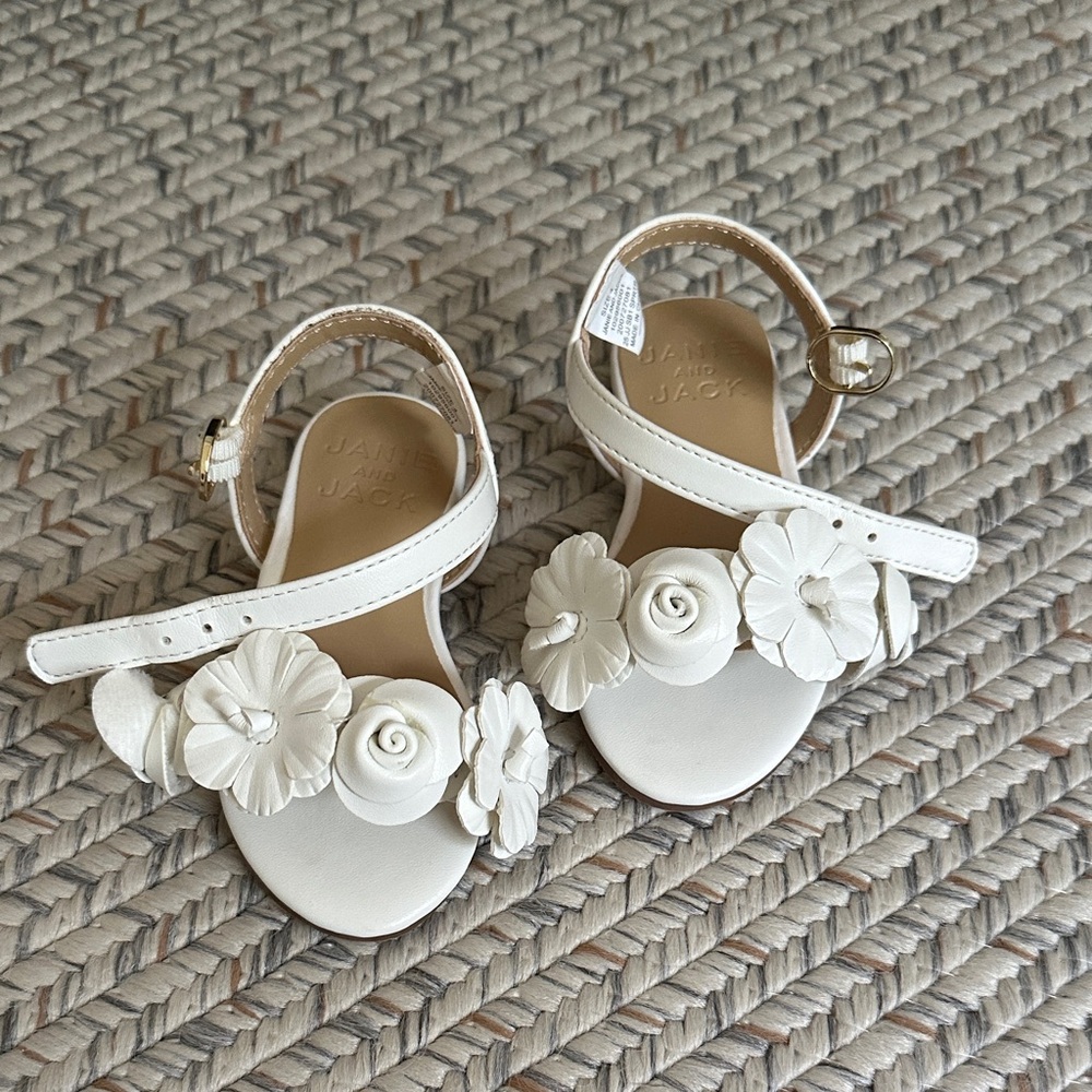 Janie and Jack Cream Floral Kids Sandals